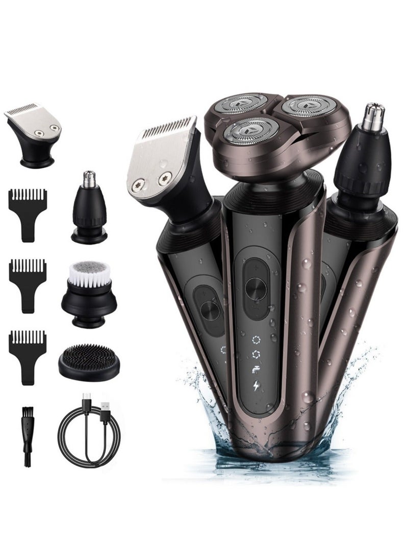 sokany 5-In-1 Multi Functional Rotating 3-Blade，Mens Electric Razor for Men Electric Face Shavers Rechargeable Shaving Men's Cordless Razors IPX7 Waterproof Wet Dry Rotary Shavers Beard Mustache Trimmer USB Charging - Image 5